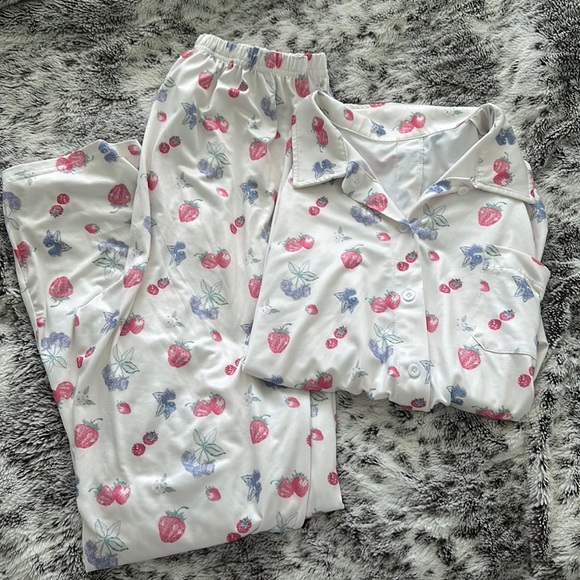 Other - Berry Print Silk Pajamas